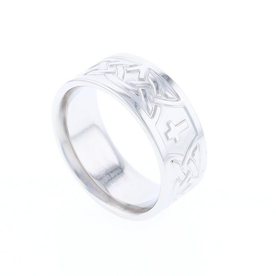 Cobalt Cross and Celtic Design Men's Ring