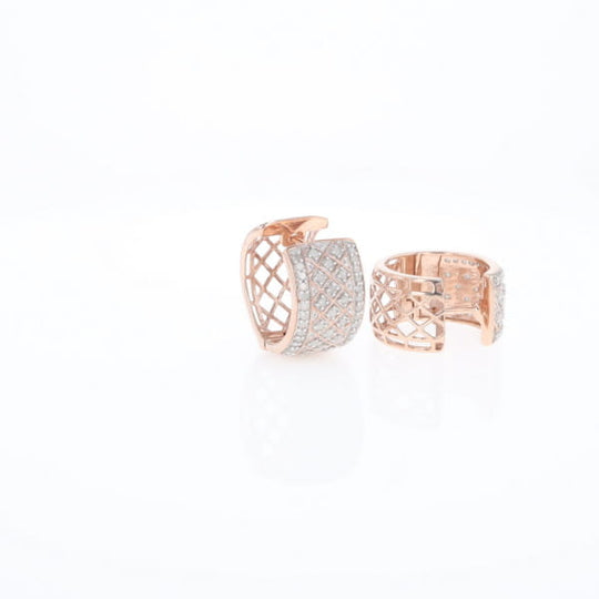 Checkered Wide Hinge Hoop Earrings