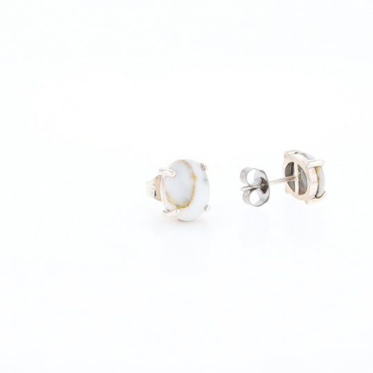 Gold Quartz Cabochon Stud Earrings