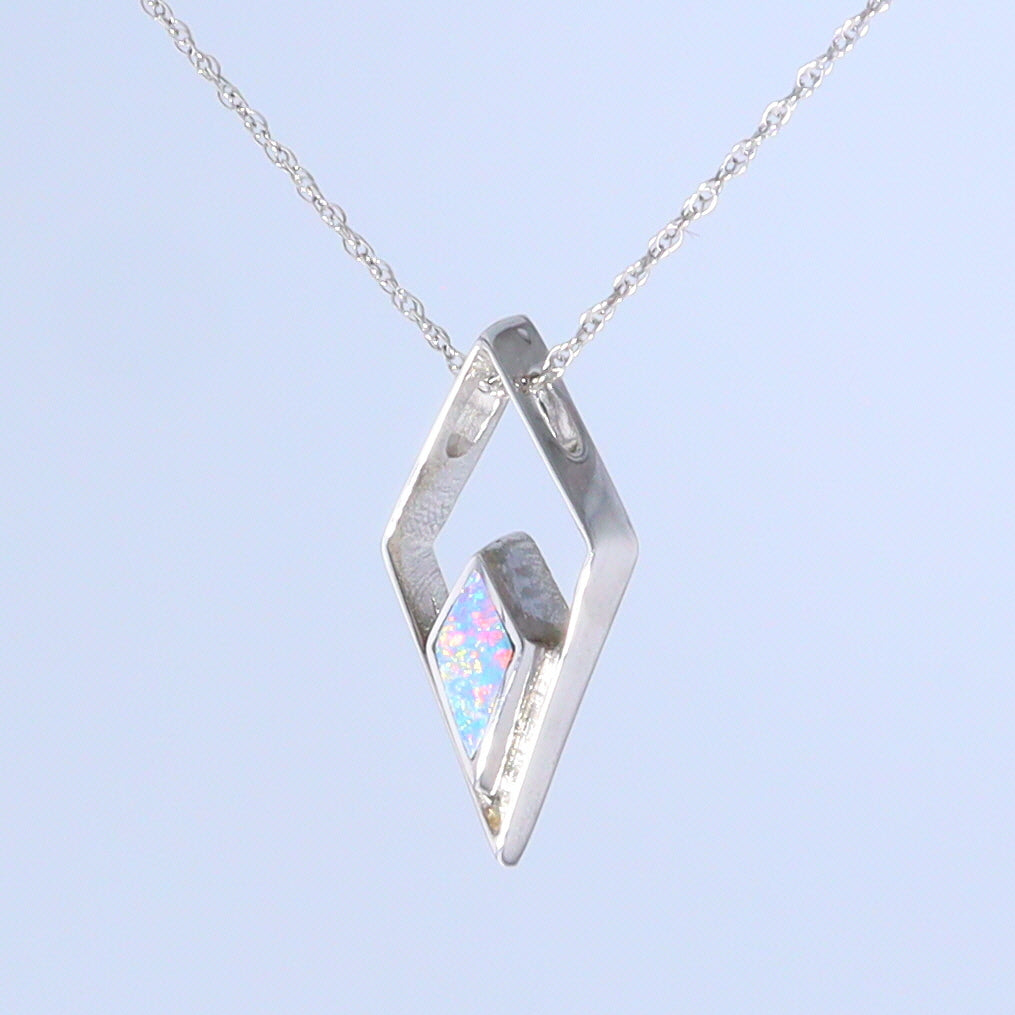 Opal Pendant Diamond Inlaid Design