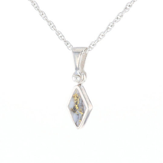 Sterling Silver Gold Quartz Inlaid Diamond Pendant - G3