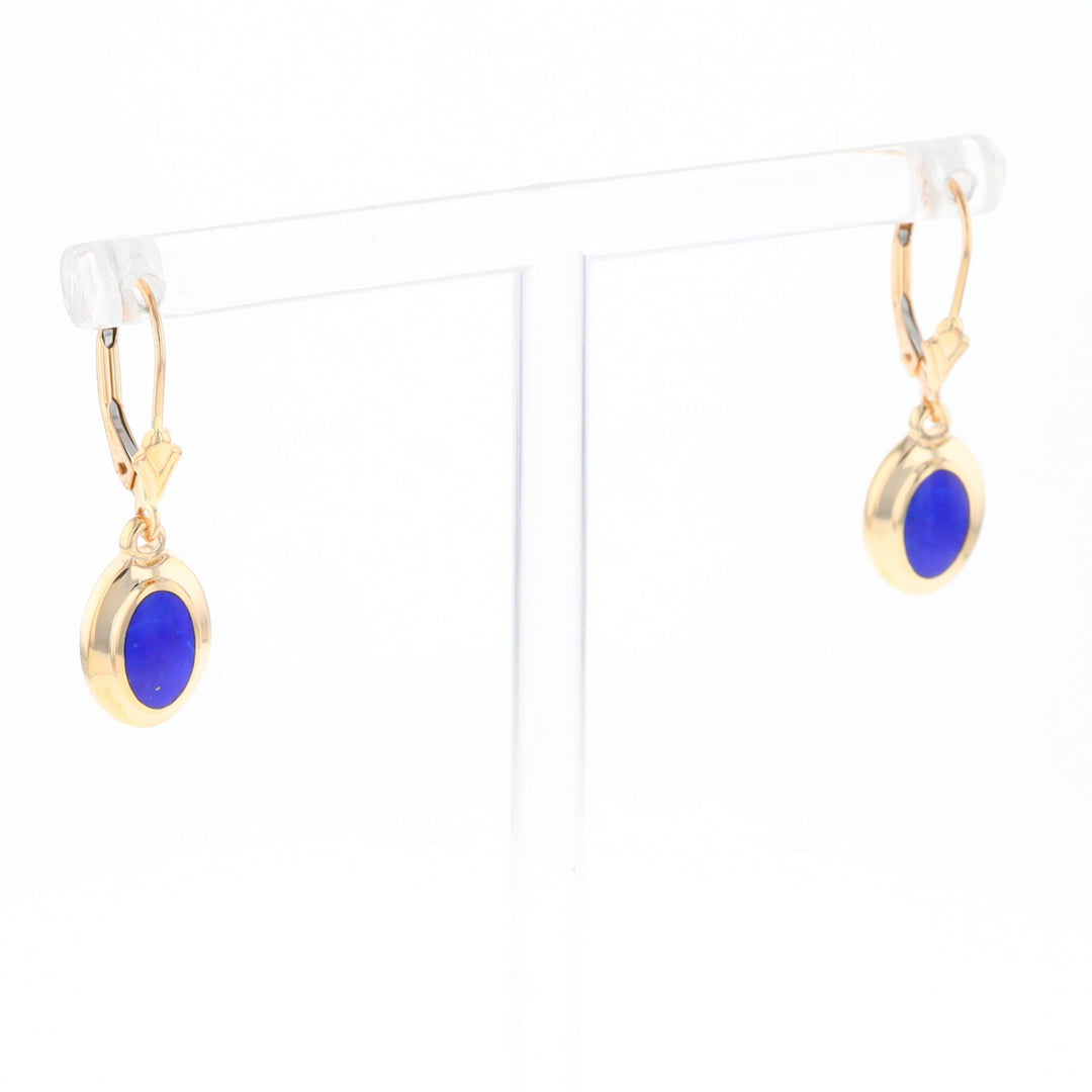 Oval Lapis Inlaid Earrings