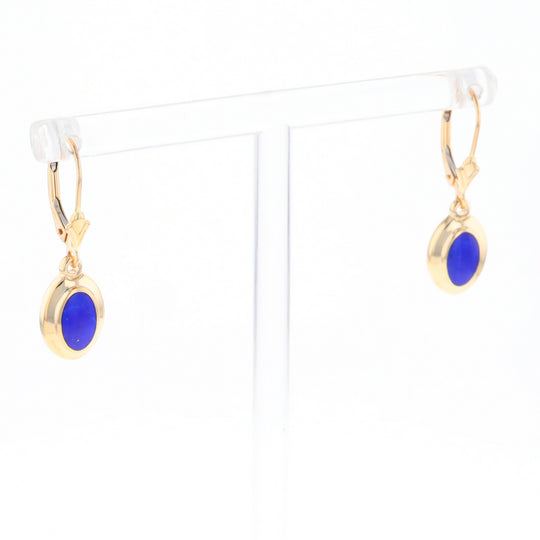 Oval Lapis Inlaid Earrings