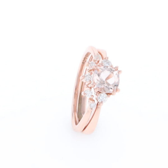 Two Ring Morganite Wedding Set