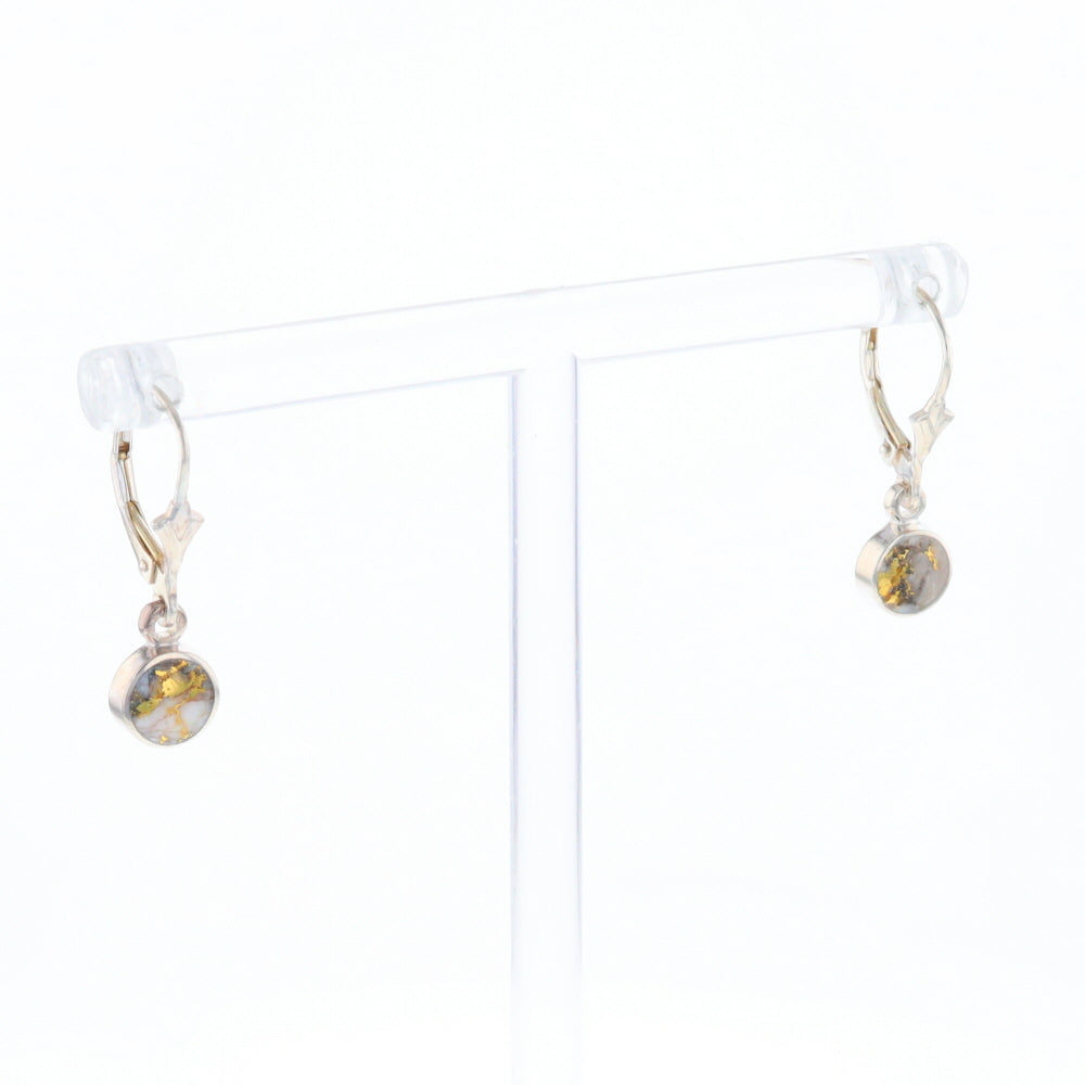 Gold Quartz Inlaid Round Bezel Earrings