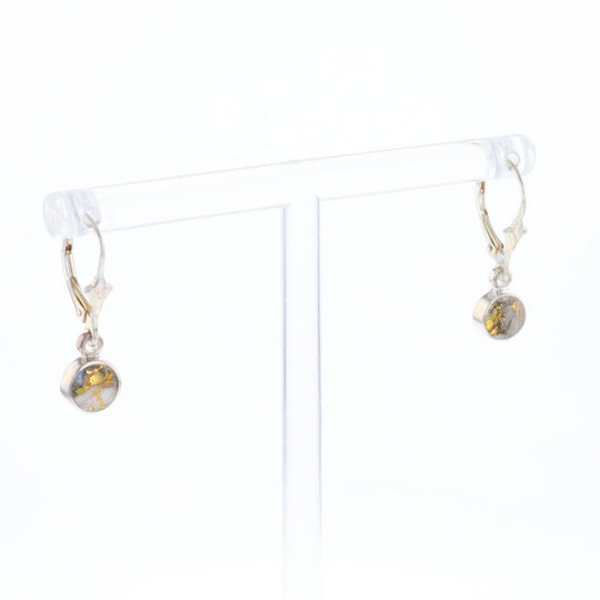 Gold Quartz Inlaid Round Bezel Earrings