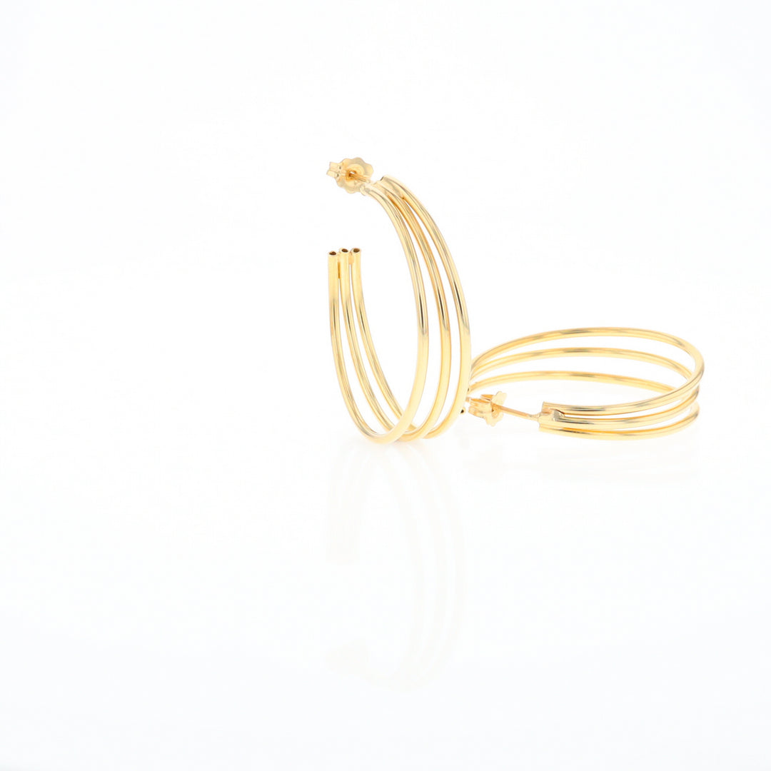 Three Bar Gold Hoop Earrings