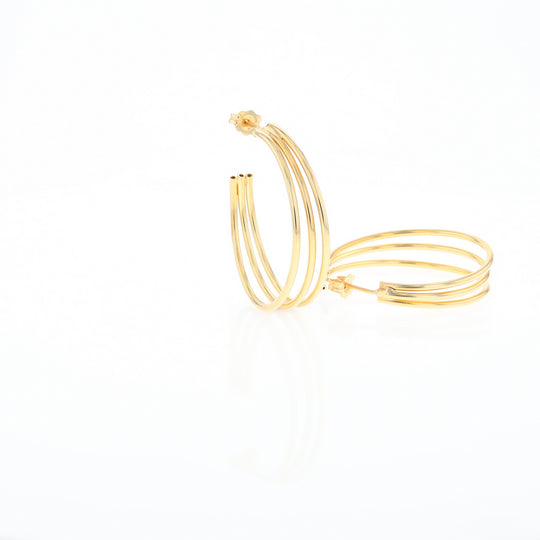 Three Bar Gold Hoop Earrings