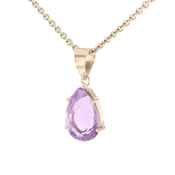 Pear Solitaire Amethyst Pendant