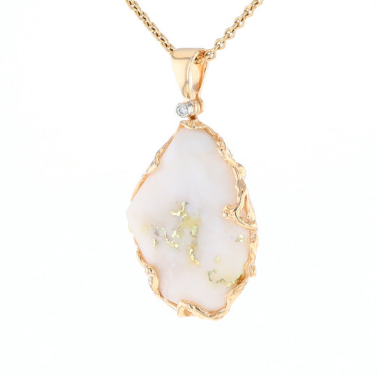 Gold Quartz Freeform Pendant