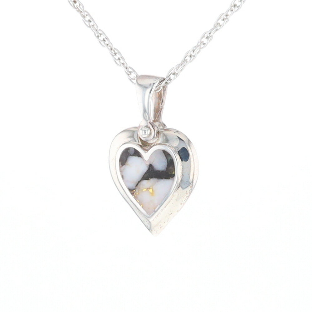 Sterling Silver Gold Quartz Inlaid Heart Pendant - G3