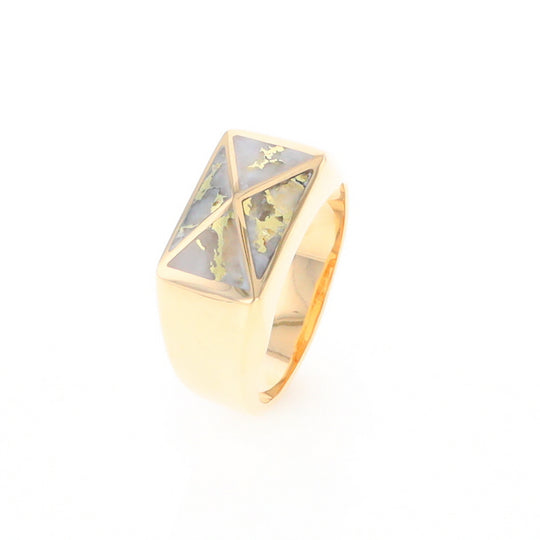 Four Section Gold Quartz Inlaid Men's Ring G2