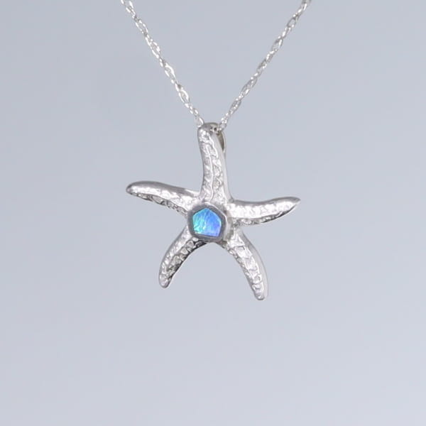 Opal Pendant Inlaid Realistic Star Fish Design