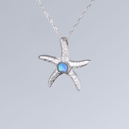 Opal Pendant Inlaid Realistic Star Fish Design