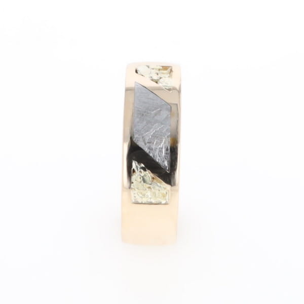 Meteorite Ring, Center Inlaid & Natural Nugget Sides