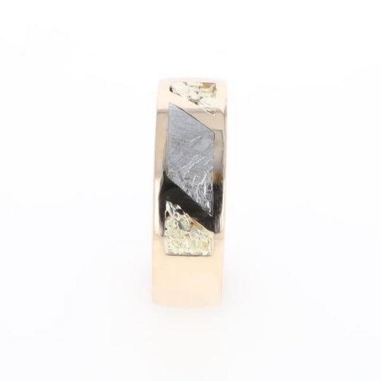 Meteorite Ring, Center Inlaid & Natural Nugget Sides