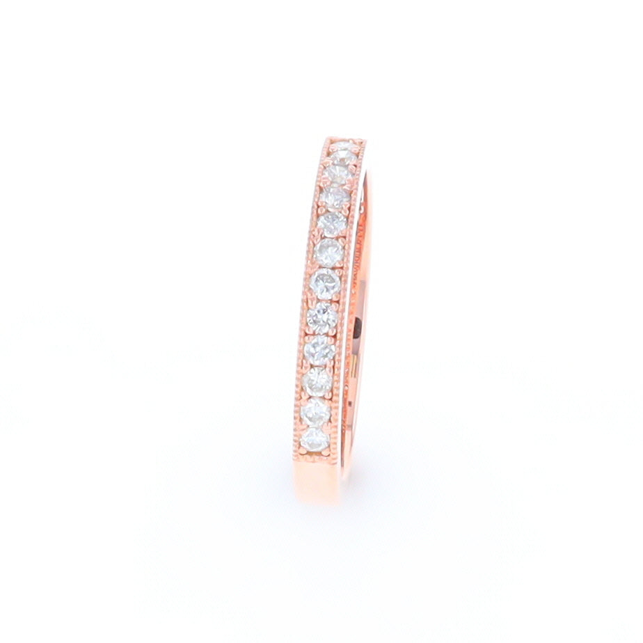 Rose Gold Milgrain Diamond Wedding Band