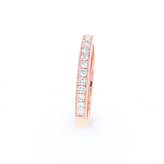 Rose Gold Milgrain Diamond Wedding Band