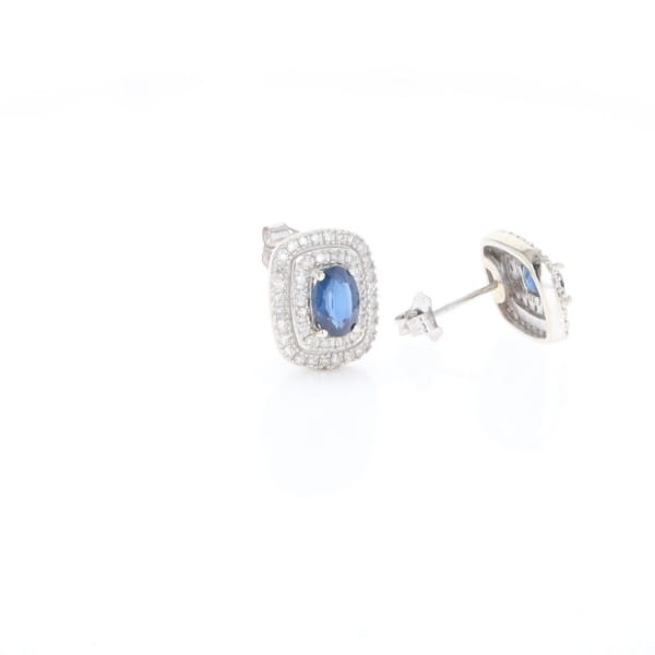 Double Halo Sapphire Earrings