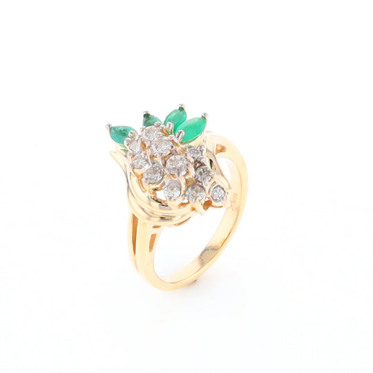 Emerald and Diamond Cluster Ring