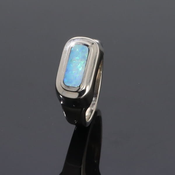 Opal Rings Rectangle Inlaid Design Lady's Ring