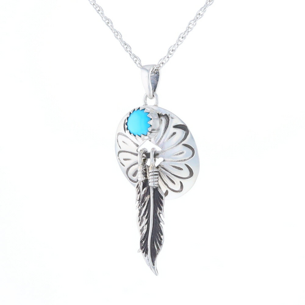 Turquoise Dream Catcher Feather Pendant