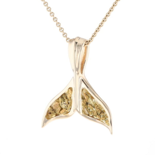 Whale Tail Natural Gold Nuggets Inlaid Pendant XL