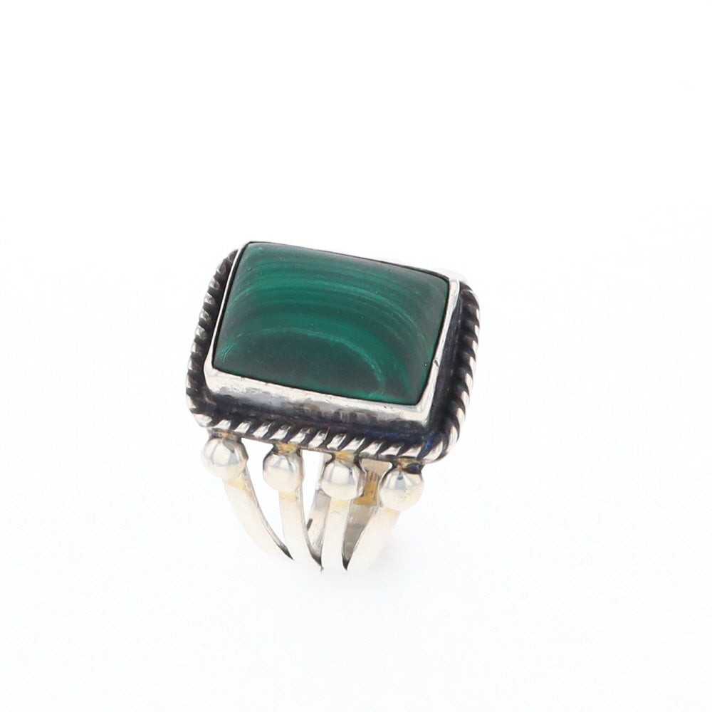 Native Rectangle Malachite Ring