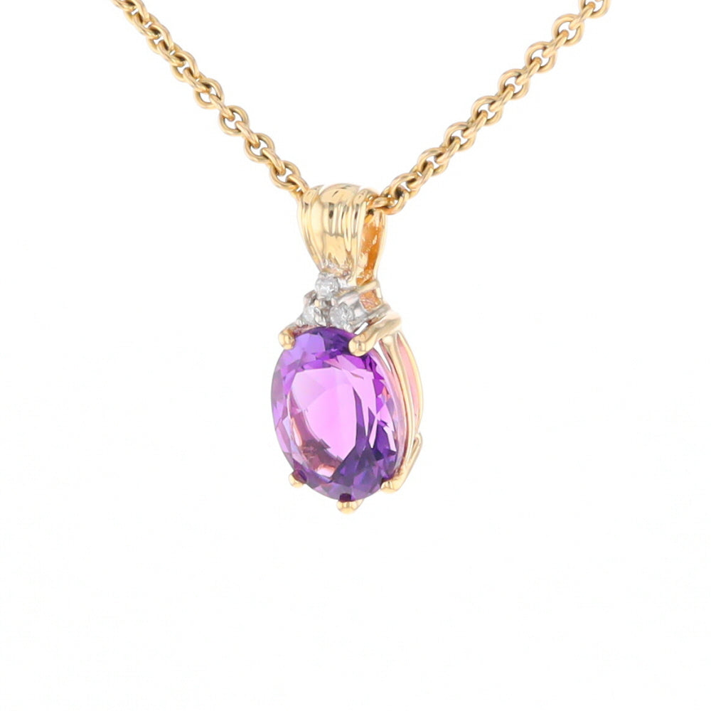 Oval Amethyst Diamond Pendant