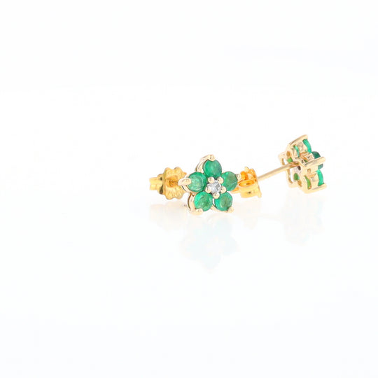 Emerald Flower Stud Earrings