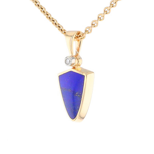 Lapis Shield Shaped Inlaid Pendant