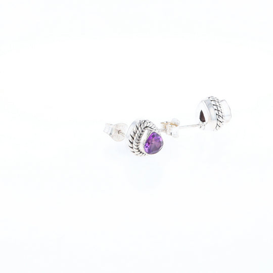 Native Amethyst Pear Stud Earrings