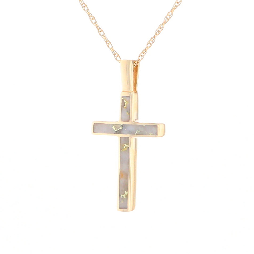 Three Section Gold Quartz Cross - G2