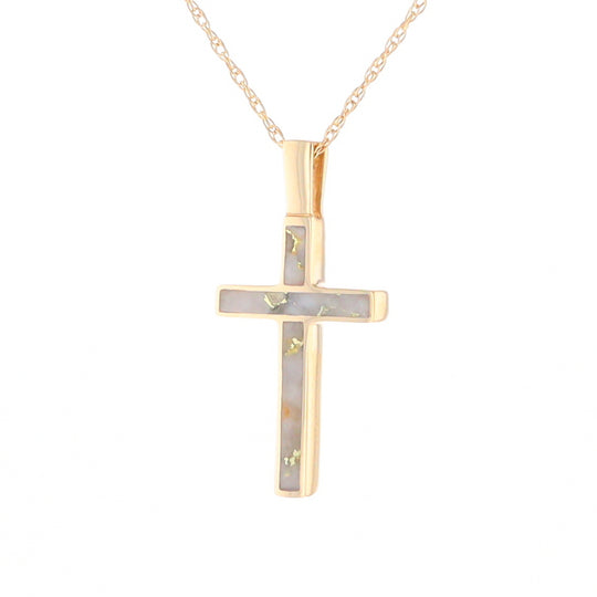 Three Section Gold Quartz Cross - G2