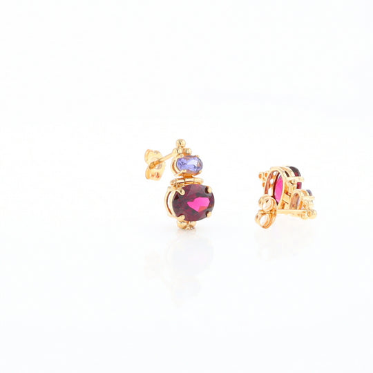 Garnet & Amethyst Dangle Earrings