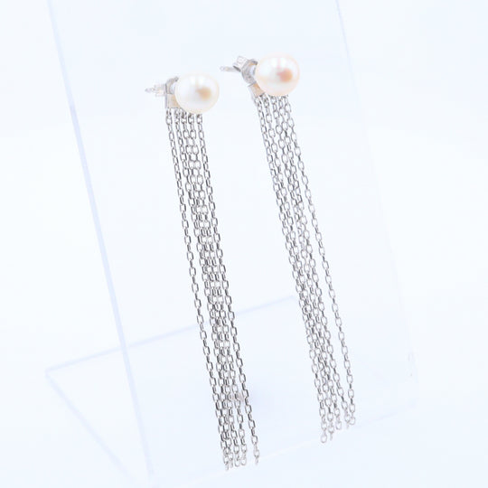 Tassel Chain Pearl Earrings