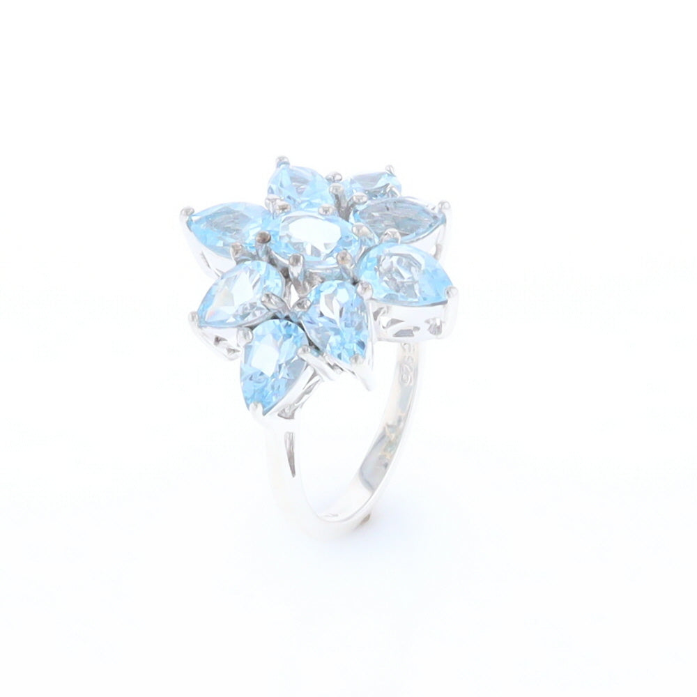 Blue Topaz Flower Ring