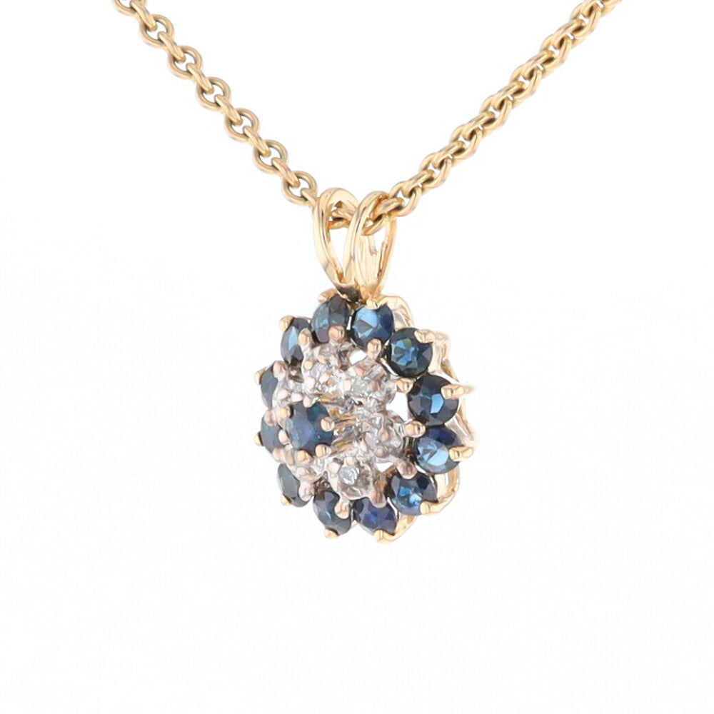 Round Diamond & Sapphire Cluster Pendant