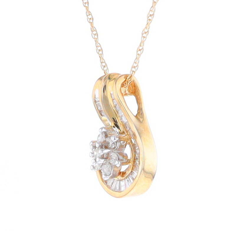 Gold Slide and Flower Diamond Pendant