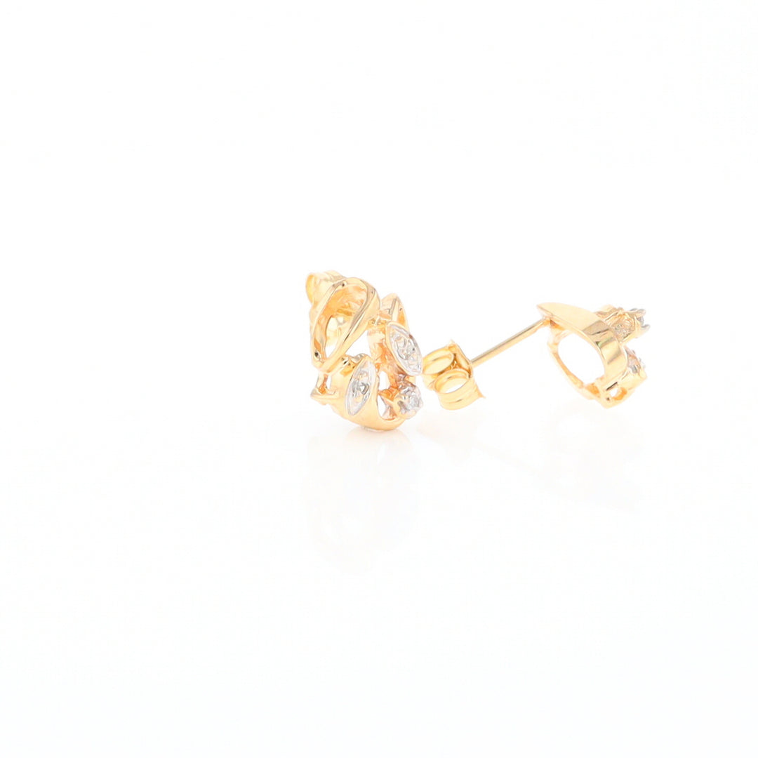 Diamond Leaf Stud Earrings