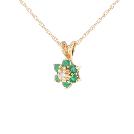 Small Emerald Flower Pendant