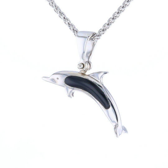 Onyx Inlaid Dolphin Pendant