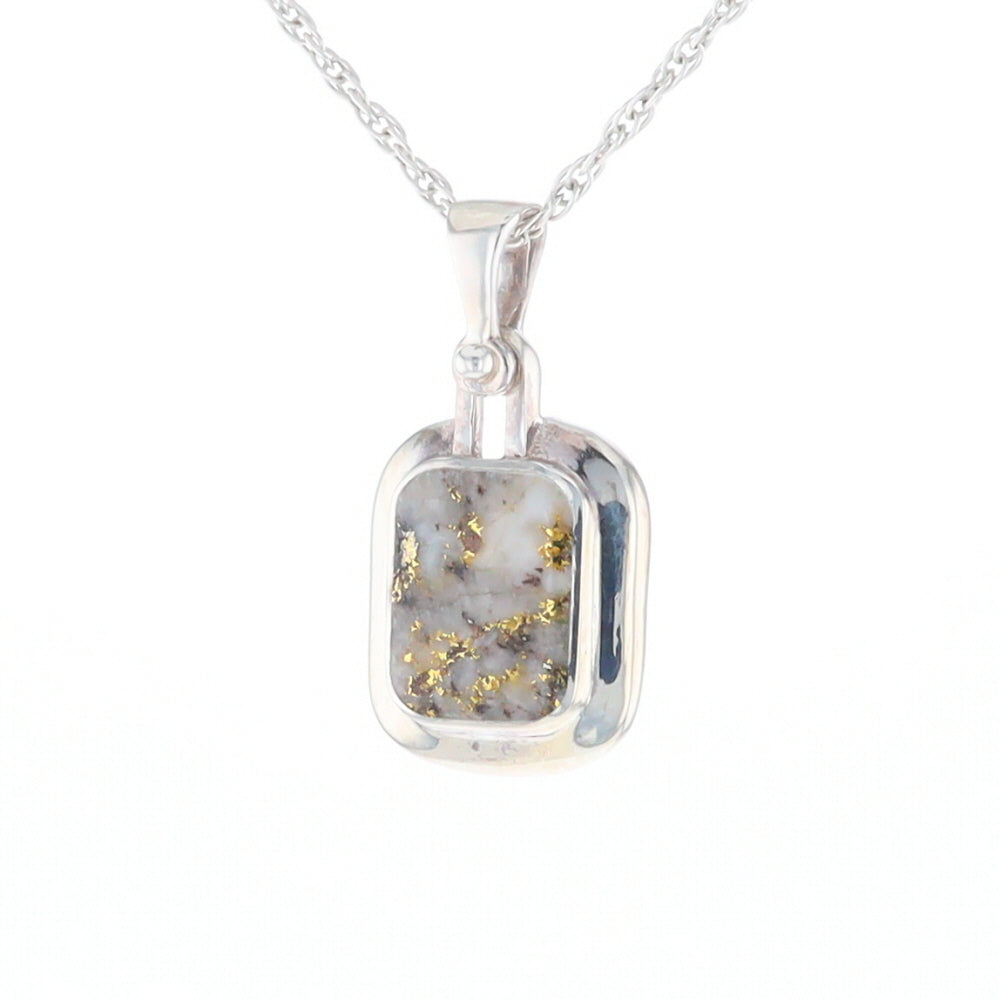 Gold Quartz Rounded Rectangle Pendant