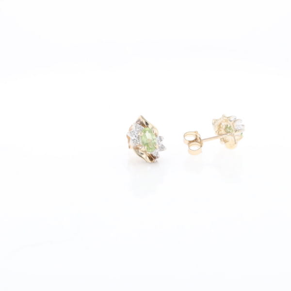 Bypass Peridot and Diamond Stud Earrings