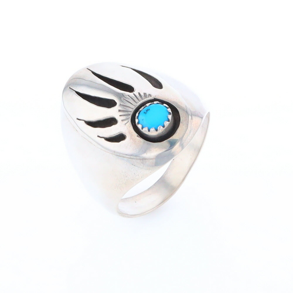 Mens Native Turquoise Bear Claw Ring