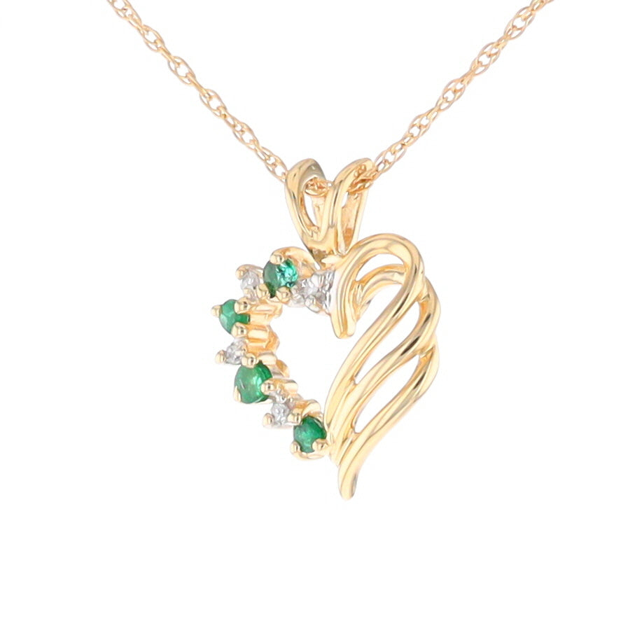 Open Heart Emerald and Diamond Pendant