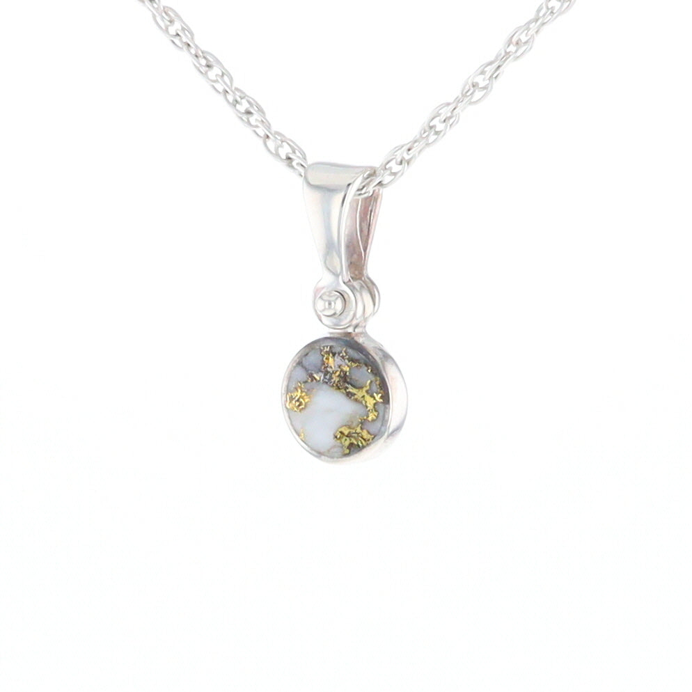 Sterling Silver Gold Quartz Inlaid Circle Pendant - G3