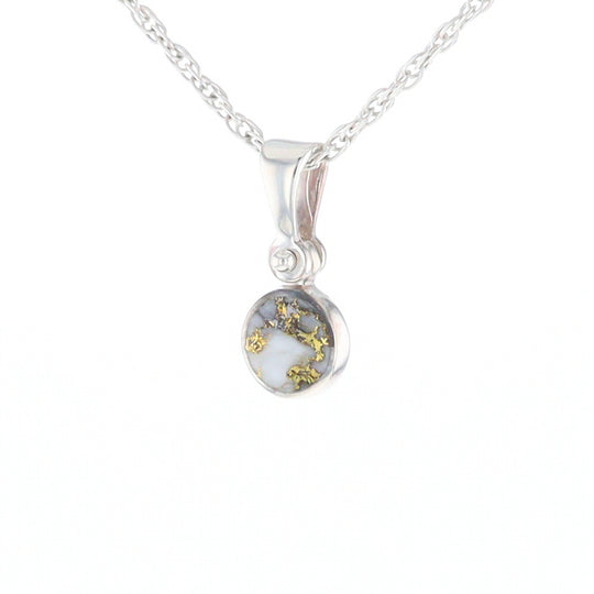 Sterling Silver Gold Quartz Inlaid Circle Pendant - G3