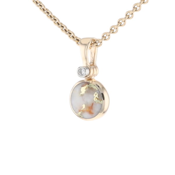 Round Gold Quartz Inlaid Pendant