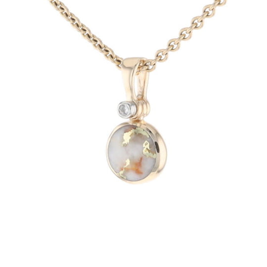 Round Gold Quartz Inlaid Pendant